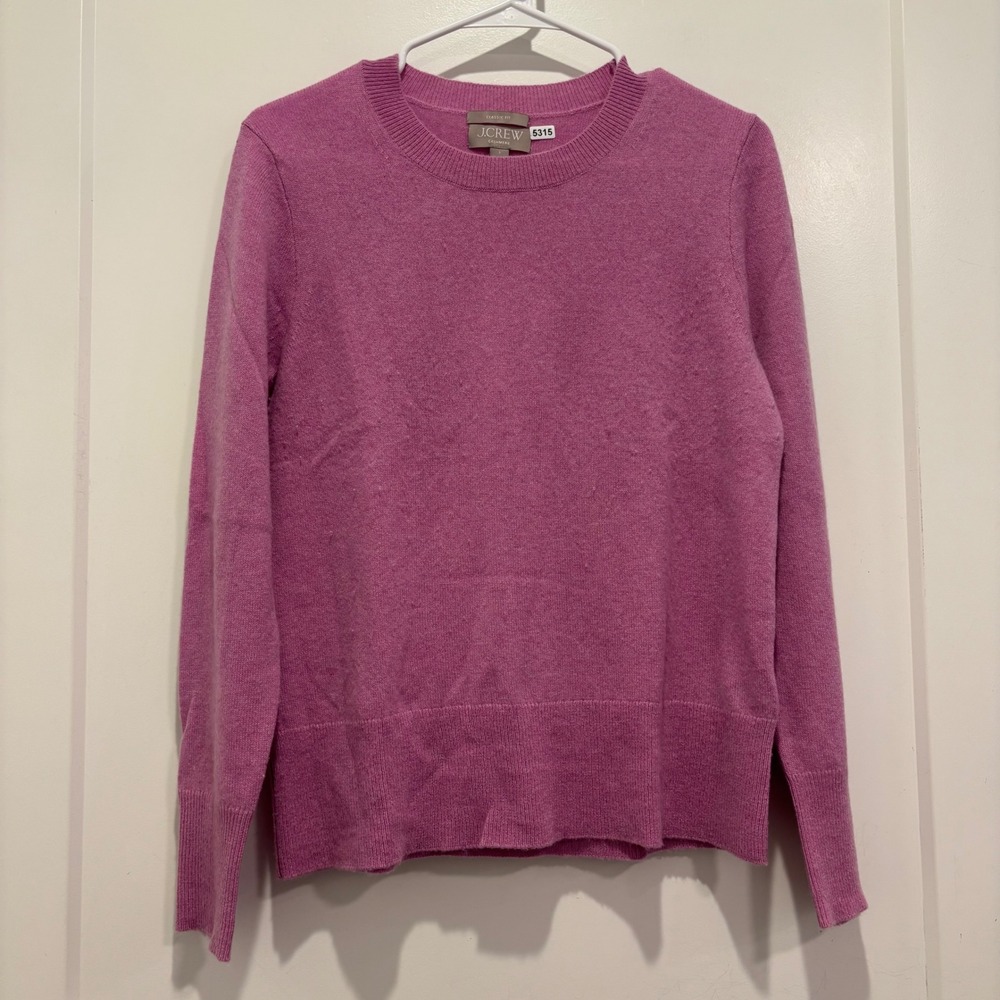 J.Crew Classic Fit Cashmere Sweater Orchid Pink Crew Neck Knit Top Large